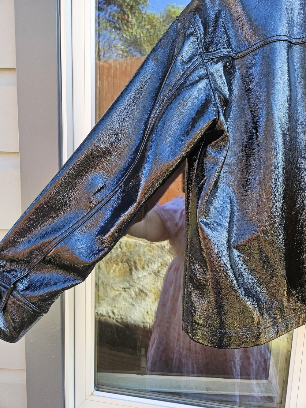 BP. × Wildfang Women's 2X Patent Faux Leather  Button-Front Jacket - Picture 4 of 9